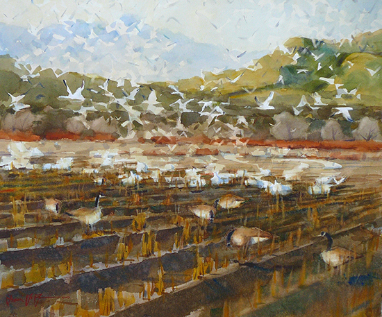 Watercolor Taking Flight The Bosque del Apache by Frank LaLumia